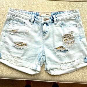 Dittos Mid Rise Denim Frayed Cuffed Shorts